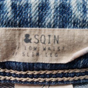 &sqin Brand distressed look/acid wash denim skinny jeans, mild stretch, size 27"